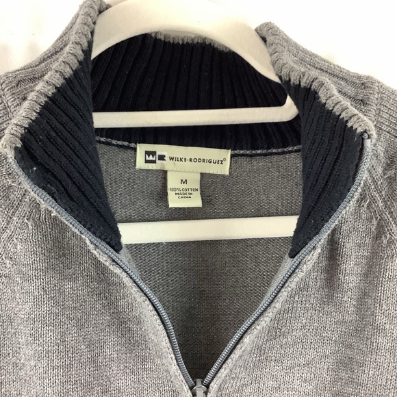 Wilke Rodriguez Men's Gray 1/4 Zip Cotton Sweater - Picture 4 of 4